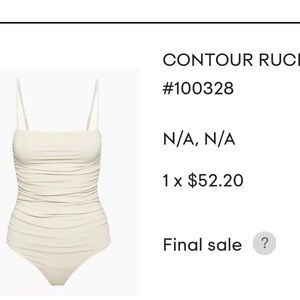 Aritzia Babaton Contour Ruched Thong Bodysuit | Ivory | Size Large